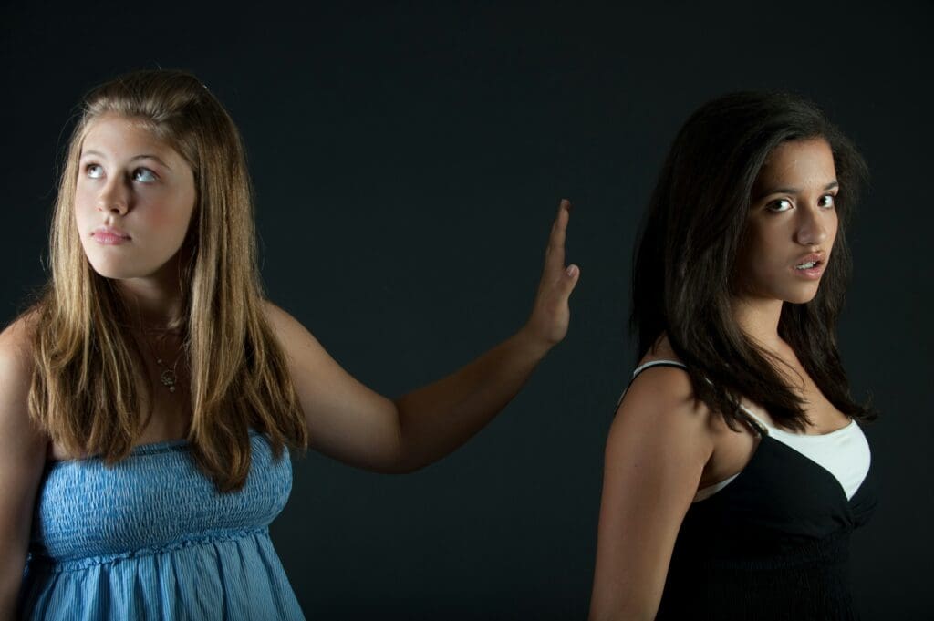 two girls who have not yet learned how to prevent bullying